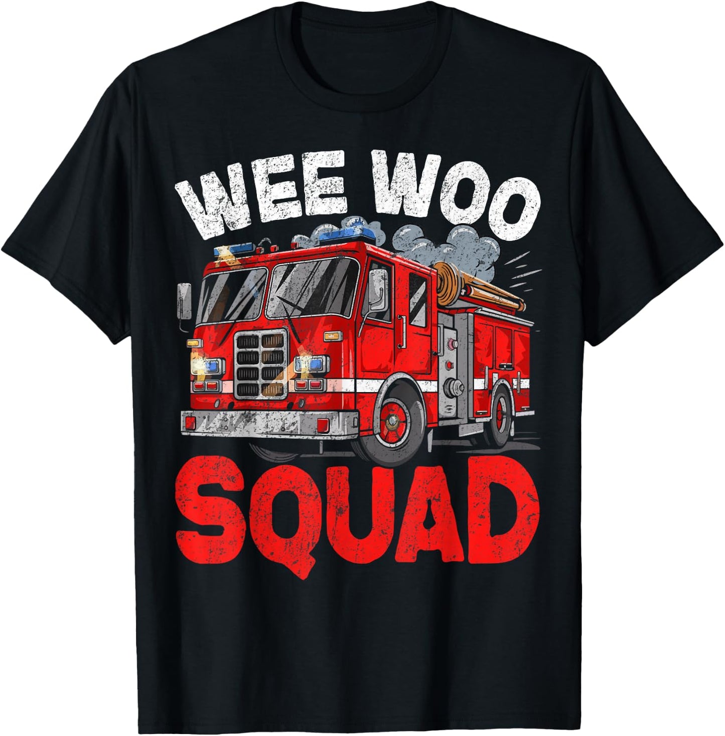Wee Woo Squad Funny Firefighter Fire Truck Fireman Men Women T-Shirt - T-Shirt | Black