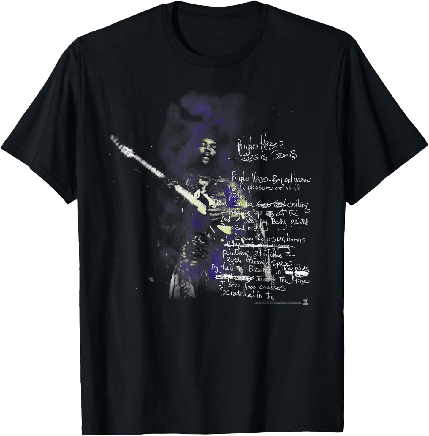 Jimi Hendrix Lyrics T-Shirt - T-Shirt | Black