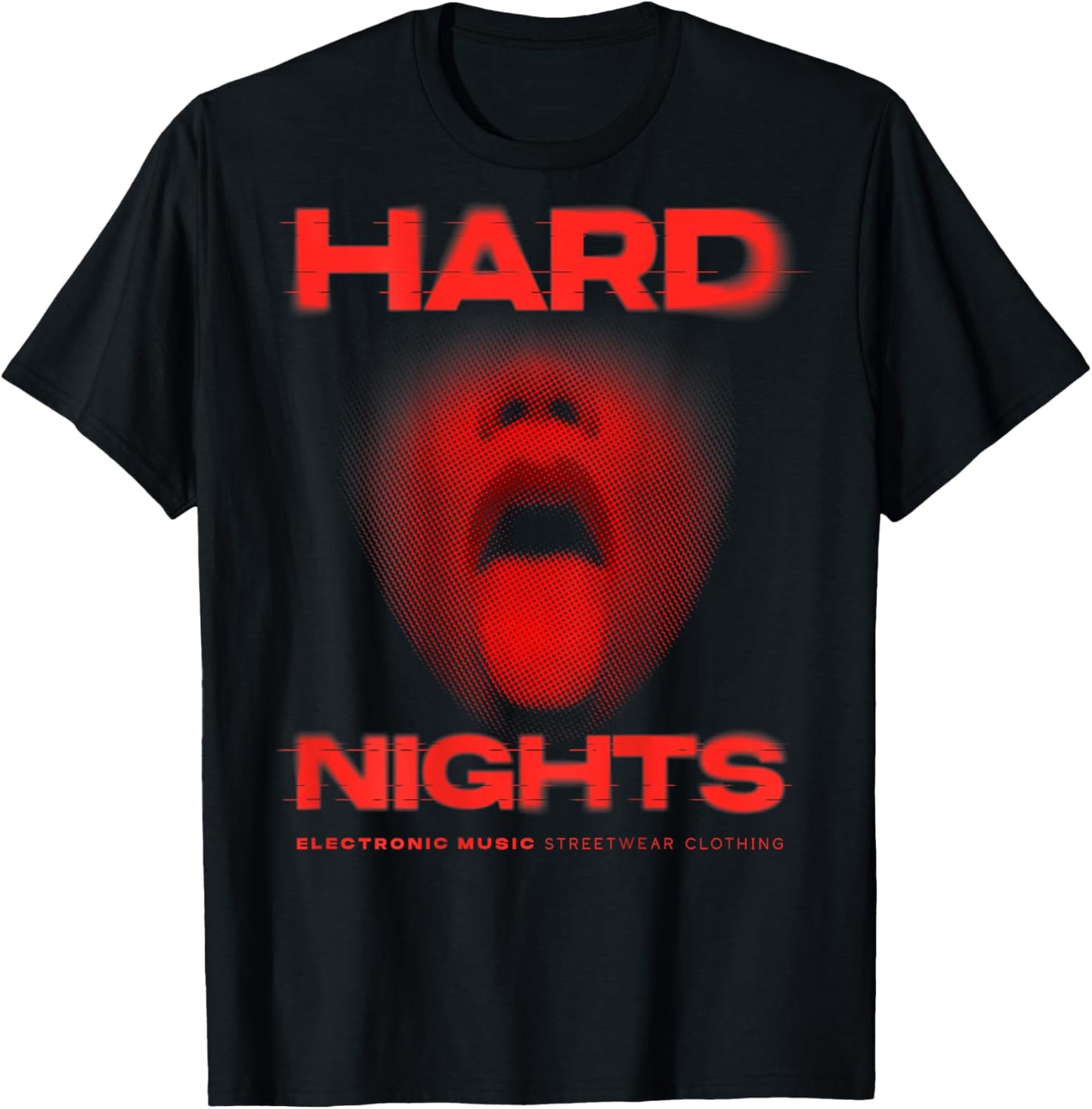 Hard Nights X TECHNO CLUB RAVER RAVE PARTY OUTFIT BACKPRINT , black T-Shirt - T-Shirt | Black