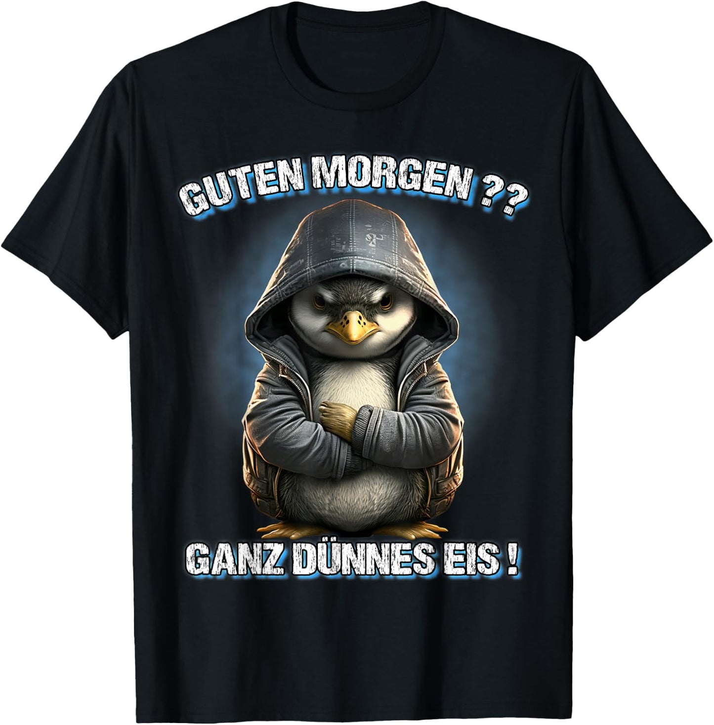 Guten Morgen? Ganz Dünnes Eis! Funny Penguin Coffee , black T-Shirt - T-Shirt | Black