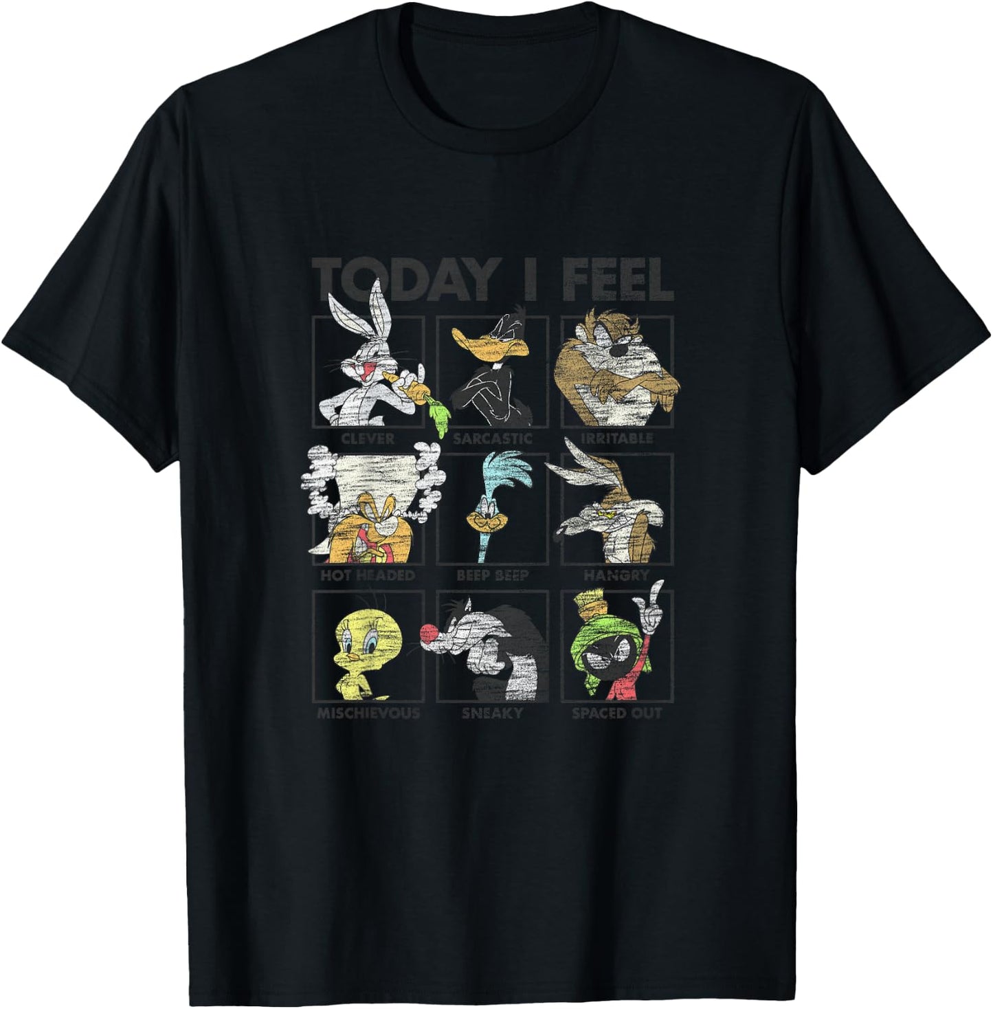 Looney Tunes Youth Today I Feel Classic Emotions Box Up T-Shirt - T-Shirt | Black