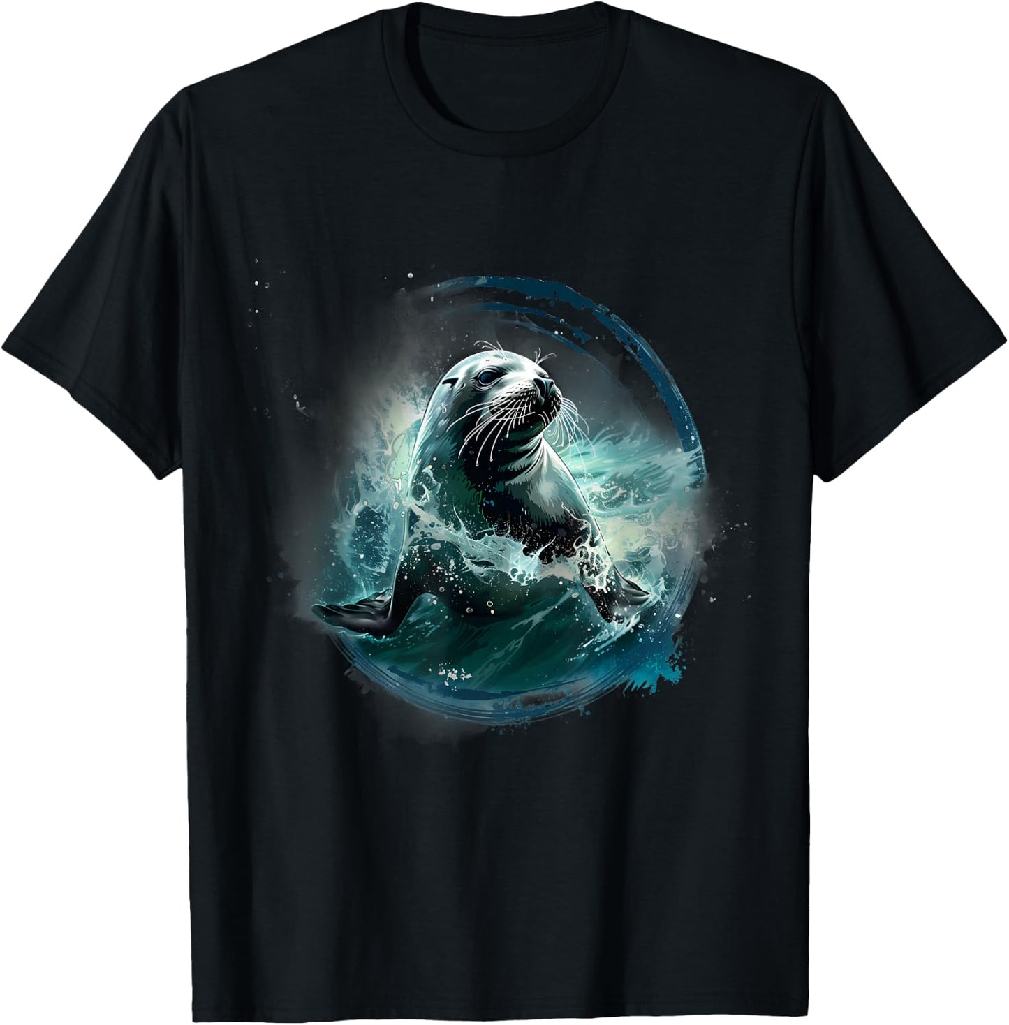 Seal Sea Ocean Animal Artwork Ocean Sea Seal Marine Mammal T-Shirt - T-Shirt | Black