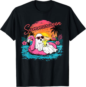 Summerween Funny Ghost Summer Halloween Vacation T-Shirt - T-Shirt | Black