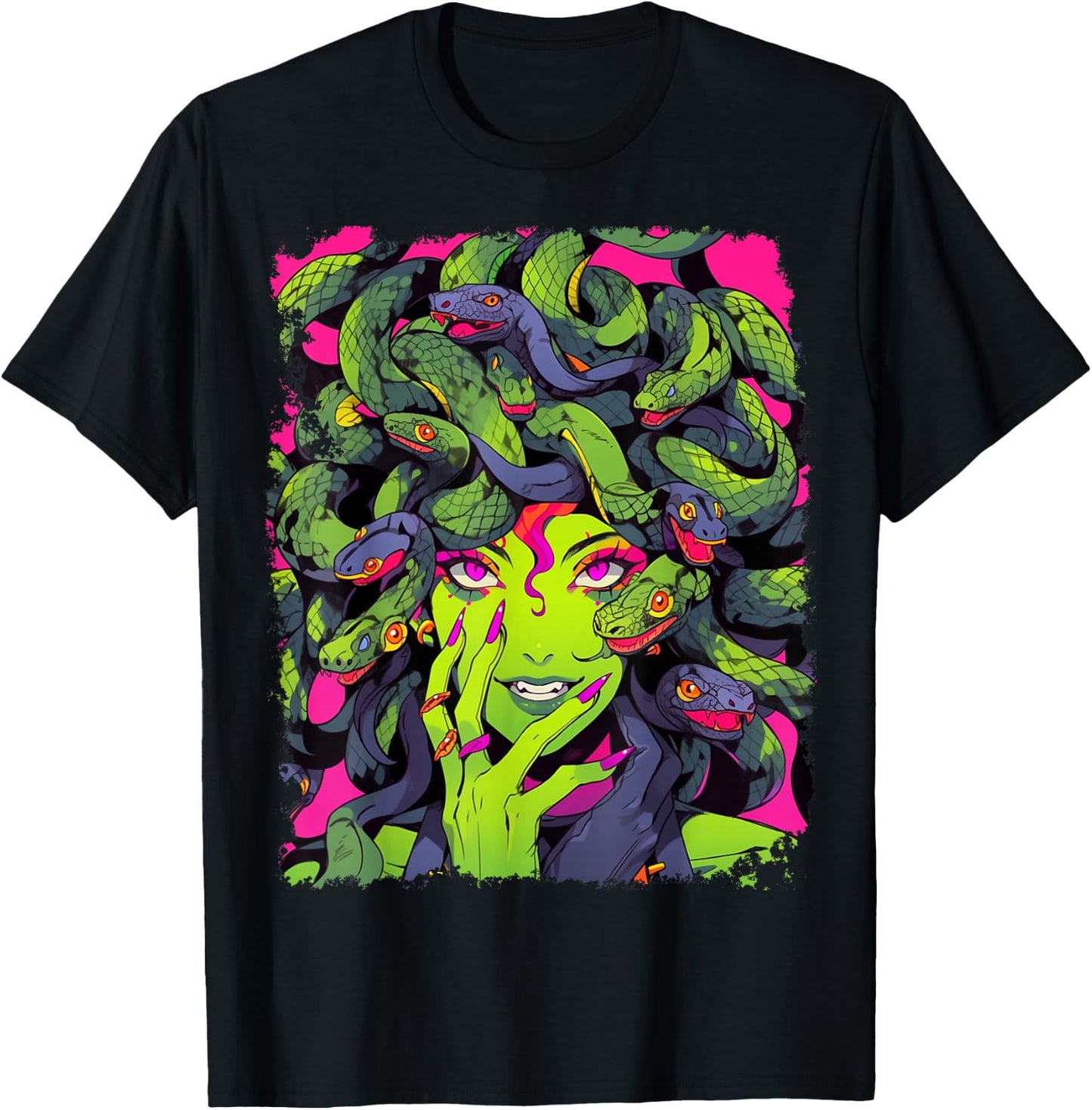 Feminine Greek Mythology Goddess Sexy Medusa Snakes Hair T-Shirt - T-Shirt | Black