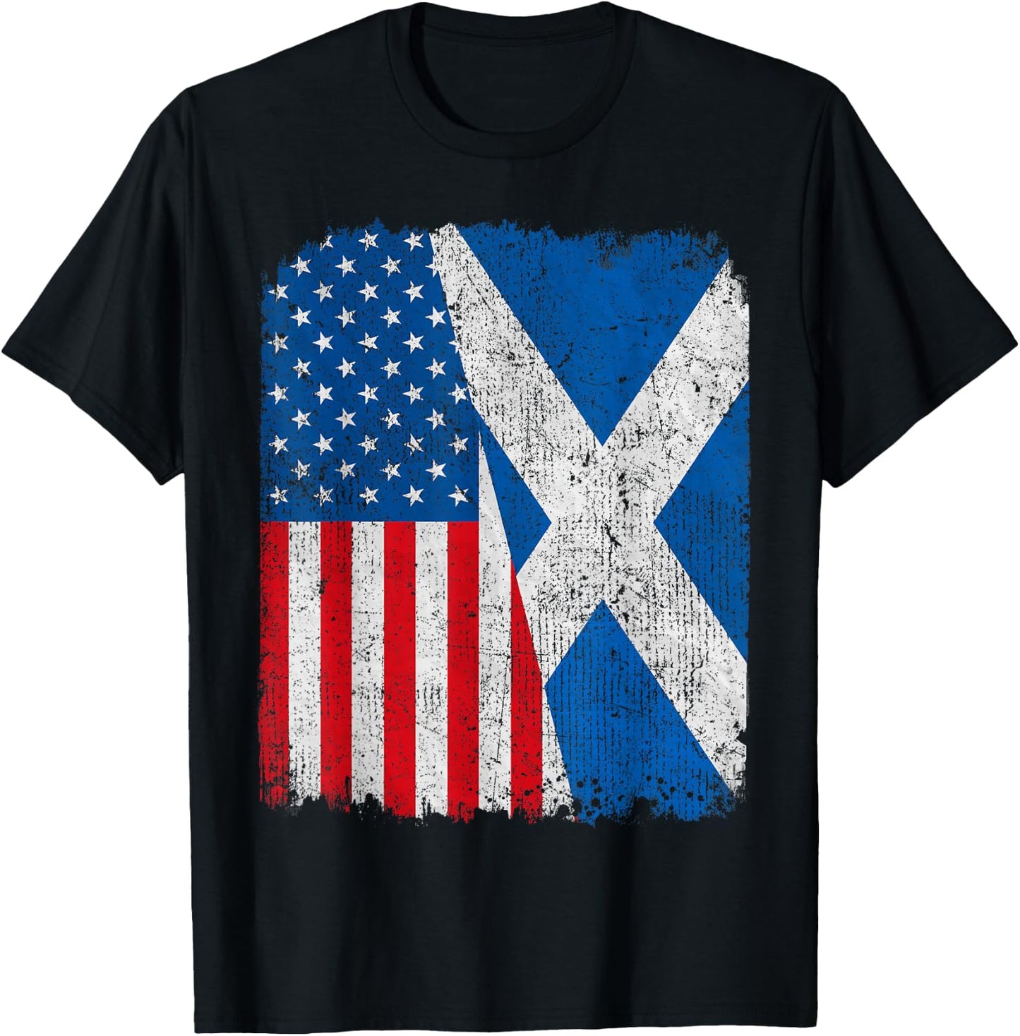 Scottish American Flag Half USA Scotland Root Proud Kids Men T-Shirt - T-Shirt | Black