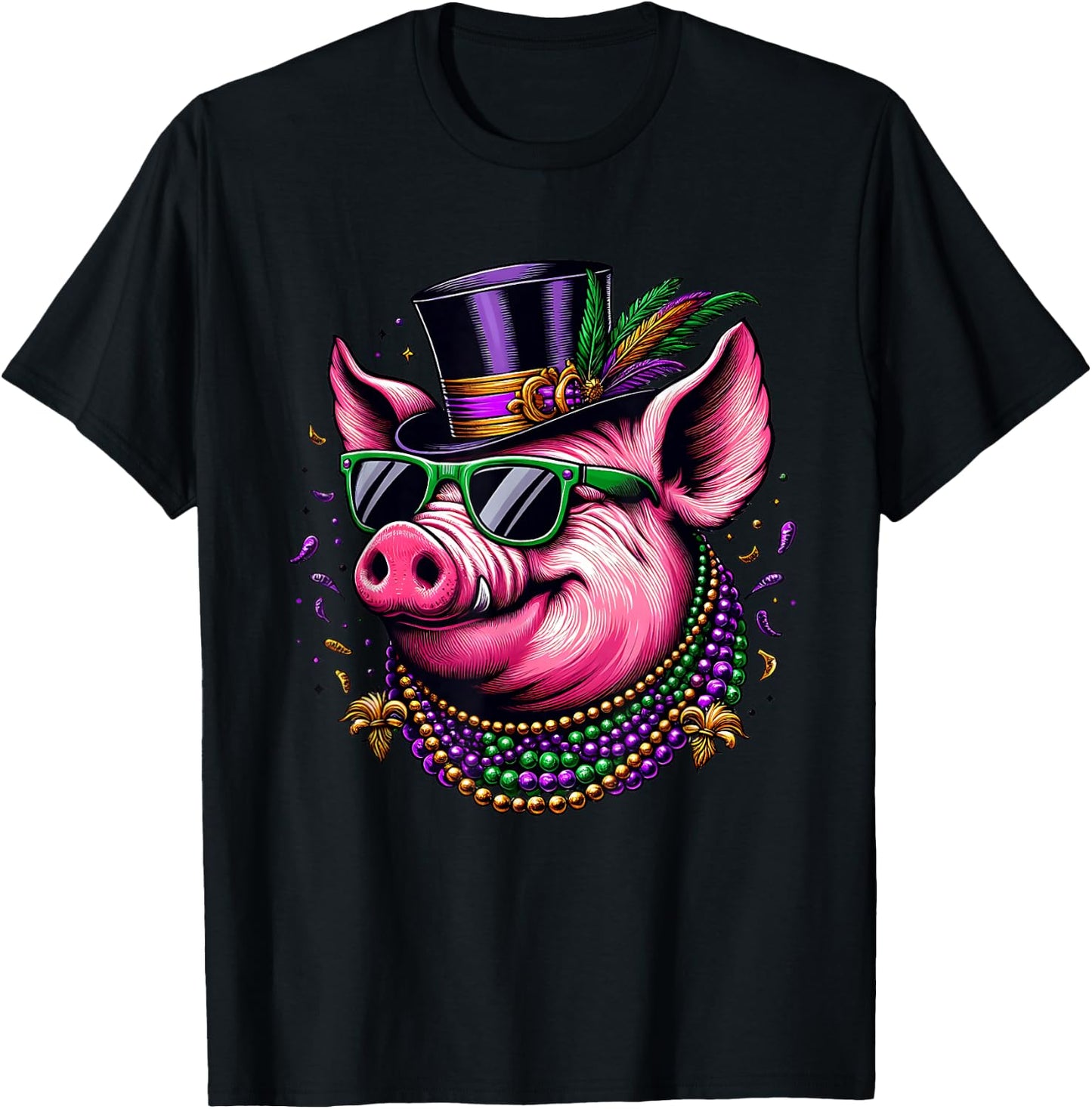 Mardi Gras Pig T-Shirt - T-Shirt | Black