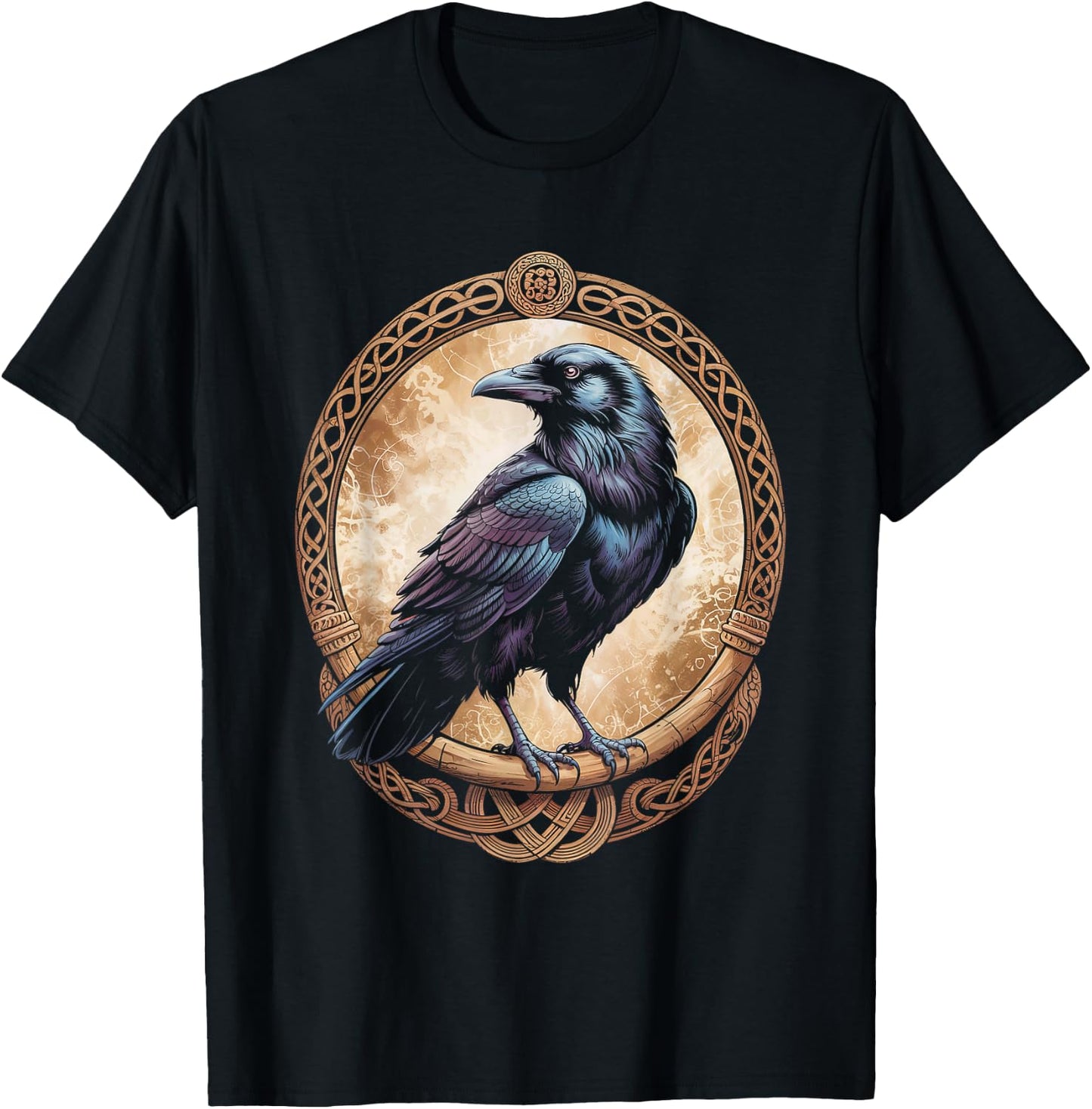 Golden Odin's Raven Northman Valhalla Norse Mythology T-Shirt - T-Shirt | Black