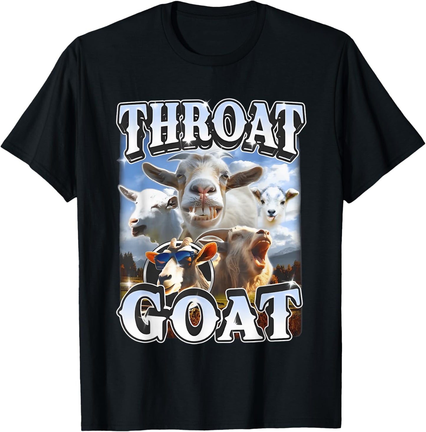 Throat Goat Retro Inappropriate Adult Humor Funny Gag Memes T-Shirt - T-Shirt | Black
