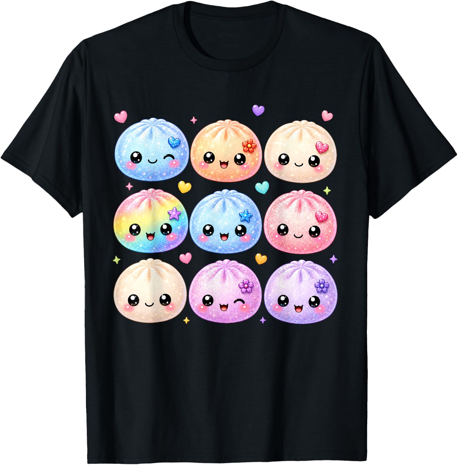 Cute Dumpling Kawaii Pastel Anime Dumpling Lovers Kids Girls T-Shirt - T-Shirt | Black