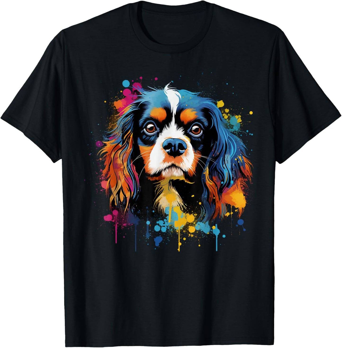 Bunte Cavalier King Charles Spaniel Hund T-Shirt - T-Shirt | Black