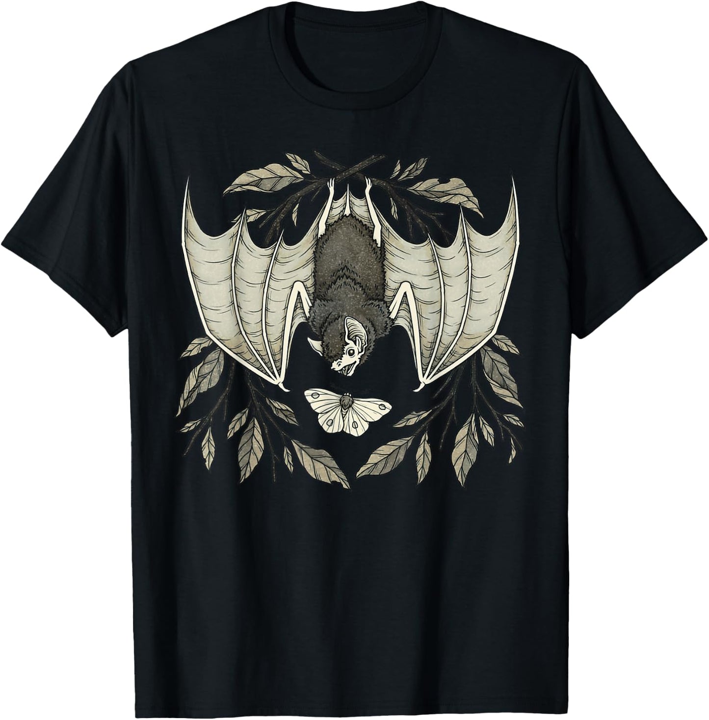 Gothic Bat Moth Alternative Witchcraft Occult Dark Academia T-Shirt - T-Shirt | Black