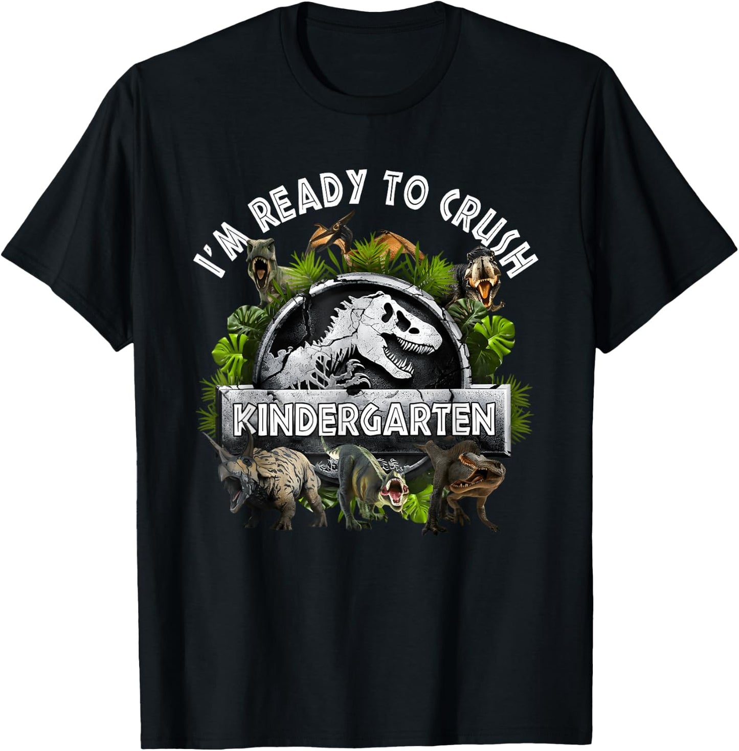 Ready to Crush Kindergarten First Day of School Dinosaur Boy T-Shirt - T-Shirt | Black