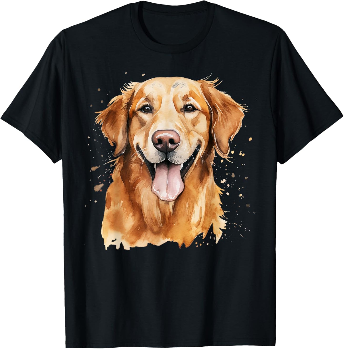 Watercolor Golden Retriever T-Shirt - T-Shirt | Black