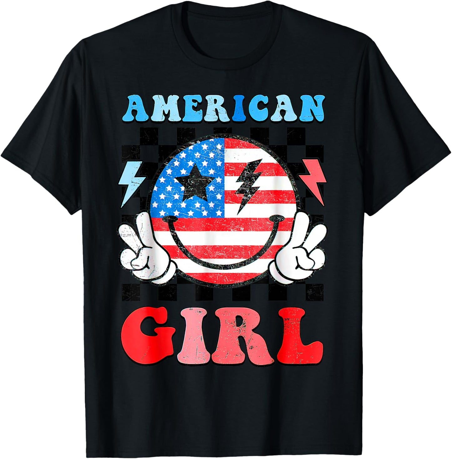 American Girl Toddler Teens Kids 4th of July Patriotic T-Shirt - T-Shirt | Black