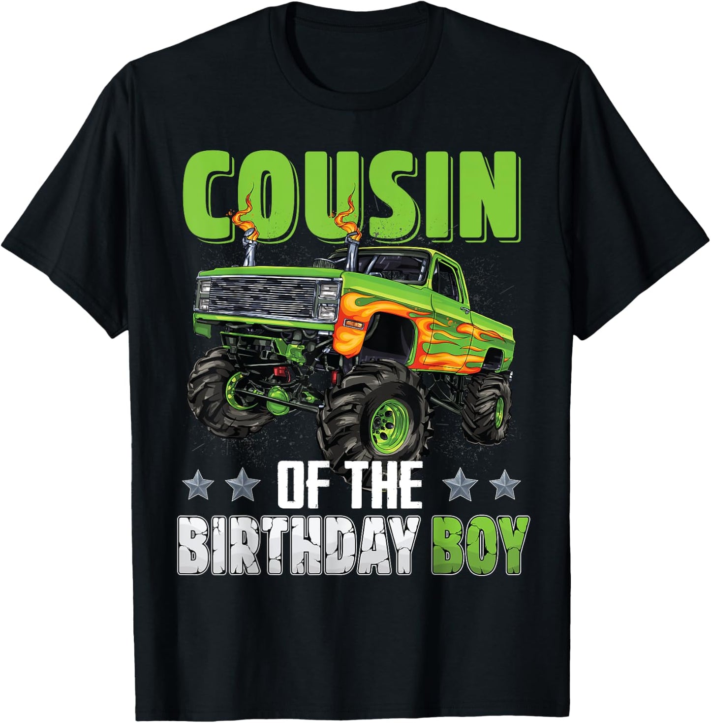Cousin of Birthday Boy Monster Truck Car Family Matching T-Shirt - T-Shirt | Black