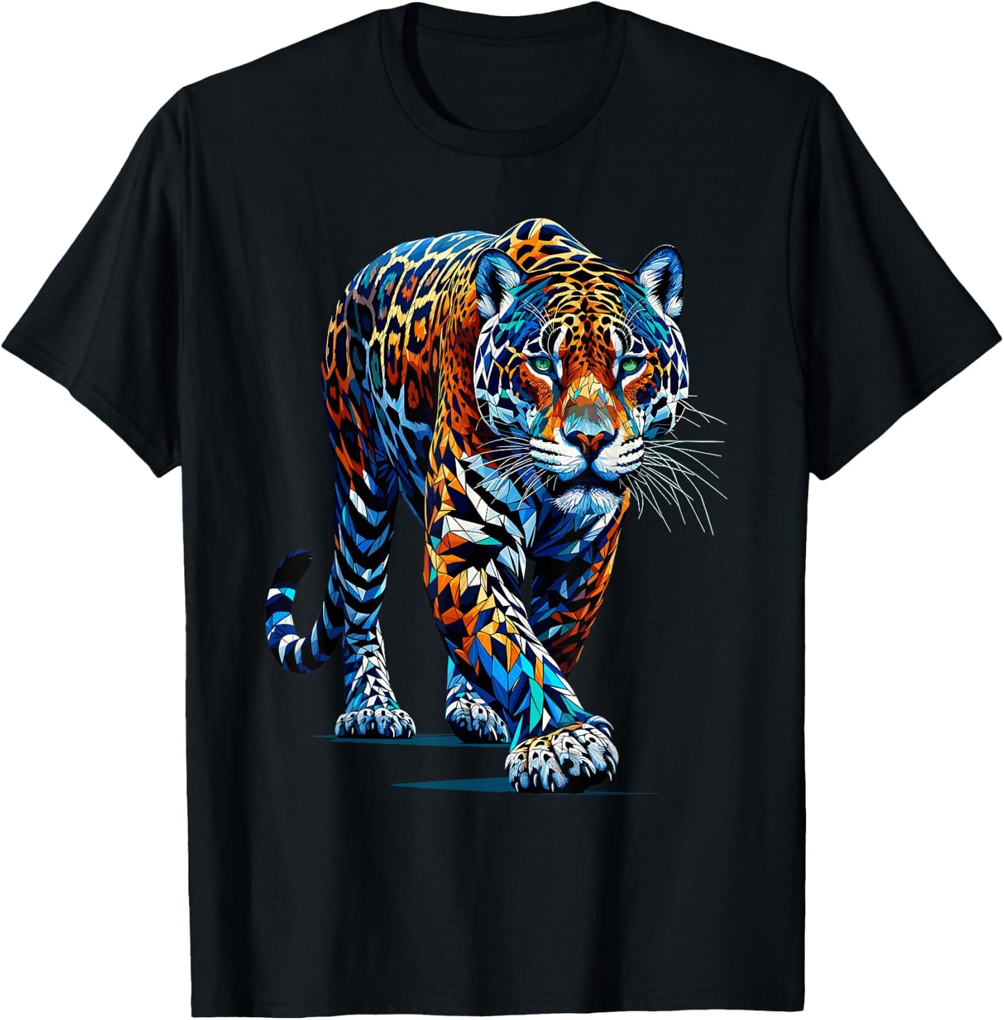 Polygon Art Jaguar Jaguars Zoo T-Shirt - T-Shirt | Black