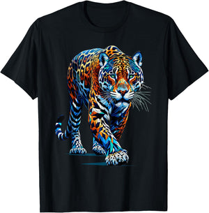 Polygon Art Jaguar Jaguars Zoo T-Shirt - T-Shirt | Black