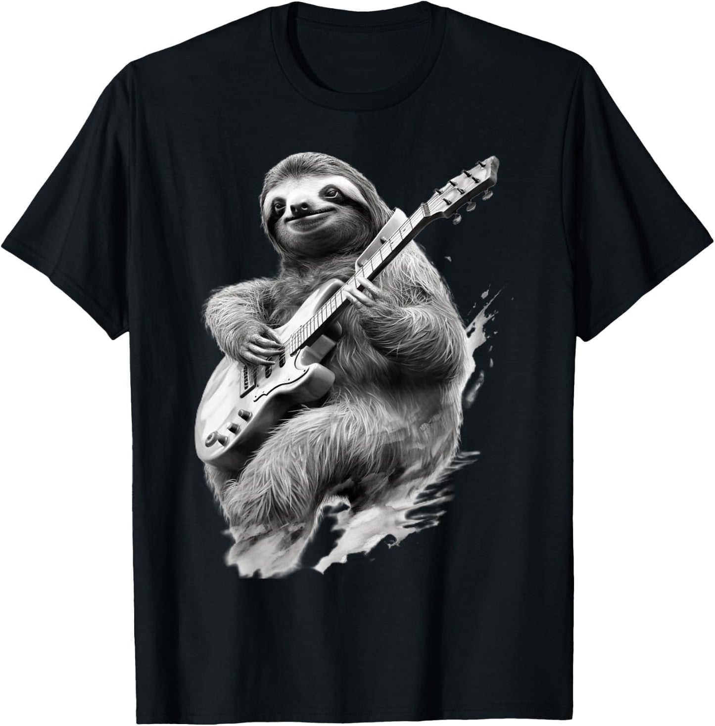 Rock and Roll Sloth Guitarist funny T-Shirt - T-Shirt | Black