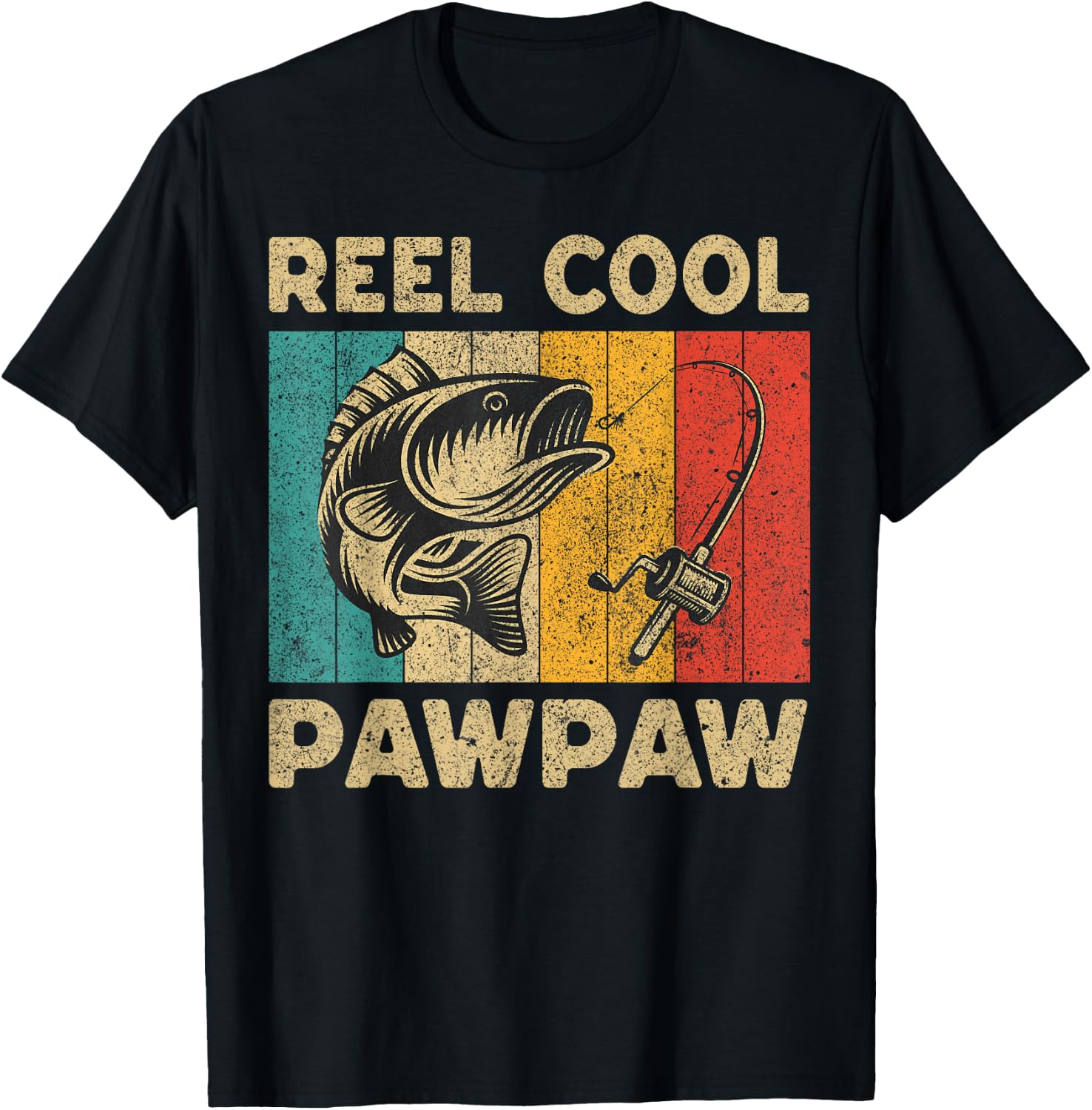 Father's Day Present Funny Fishing Reel Cool Pawpaw T-Shirt - T-Shirt | Black