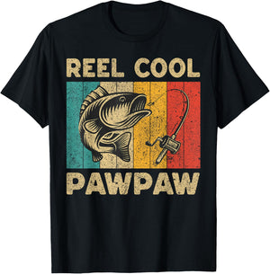 Father's Day Present Funny Fishing Reel Cool Pawpaw T-Shirt - T-Shirt | Black
