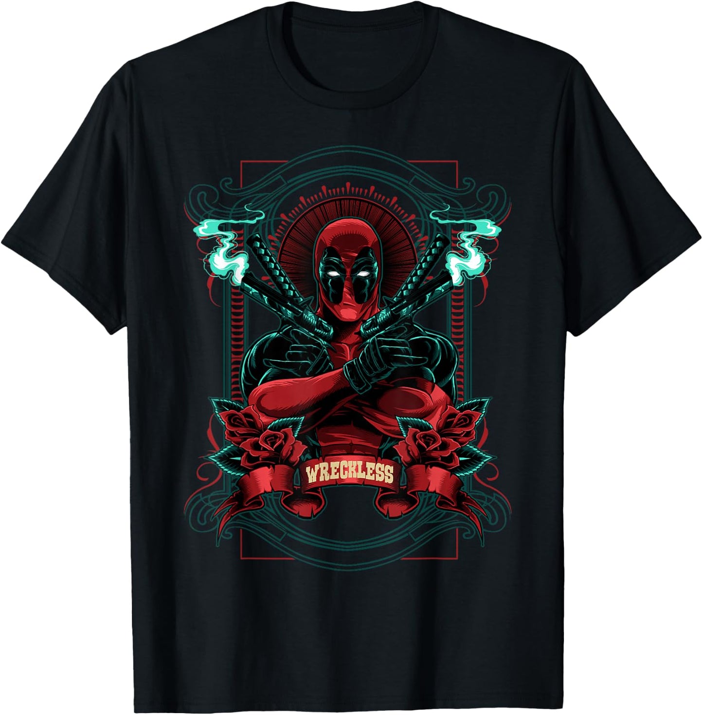 Marvel Deadpool Wreckless Portrait Small T-Shirt - T-Shirt | Black