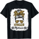 Cheer Memaw Leopard Messy Bun Cheerleader Bleached T-Shirt - T-Shirt | Black