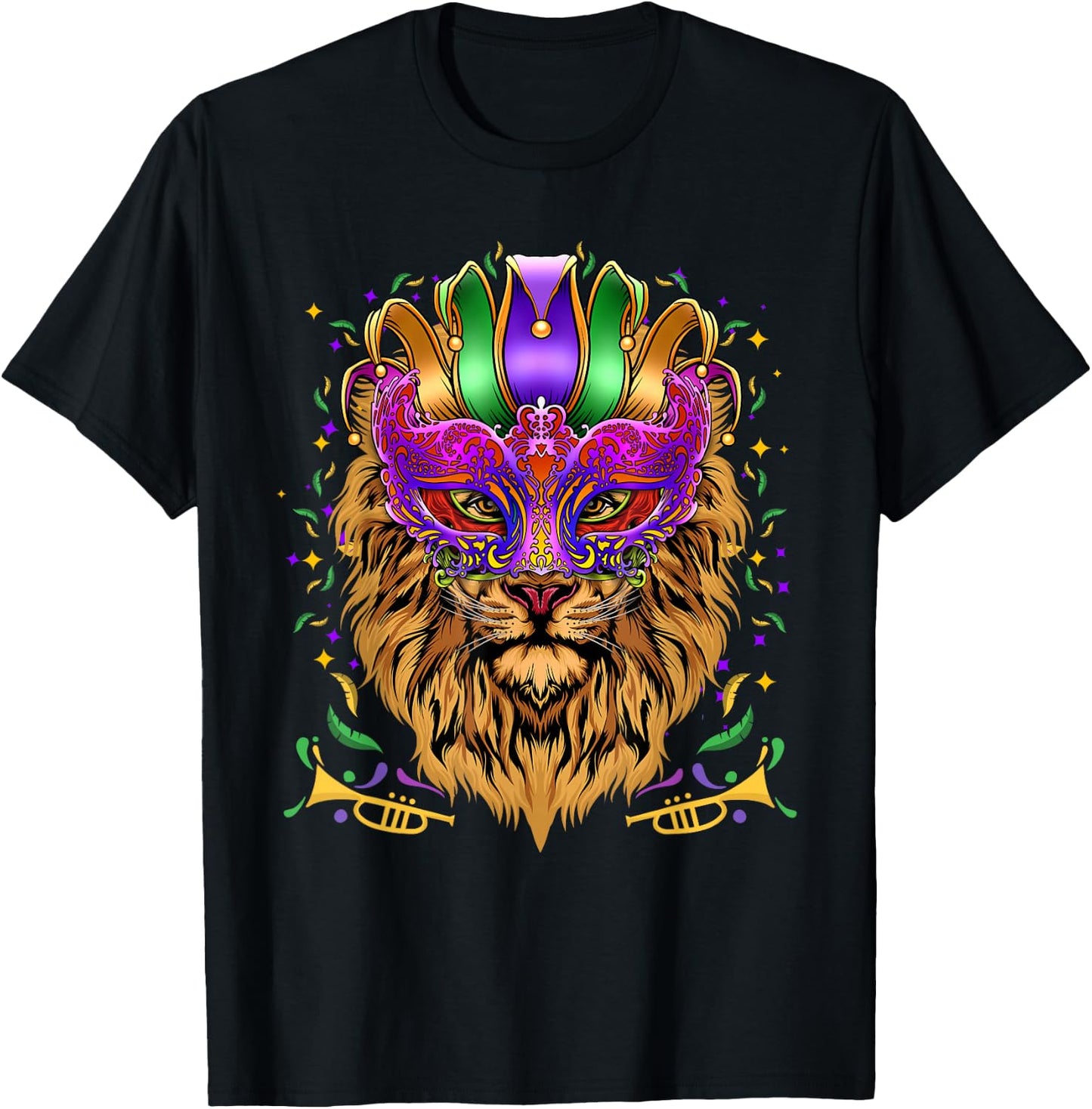 Mardi Gras Mask Lion Lover Gifts Shirt, Animal Lovers T-Shirt - T-Shirt | Black