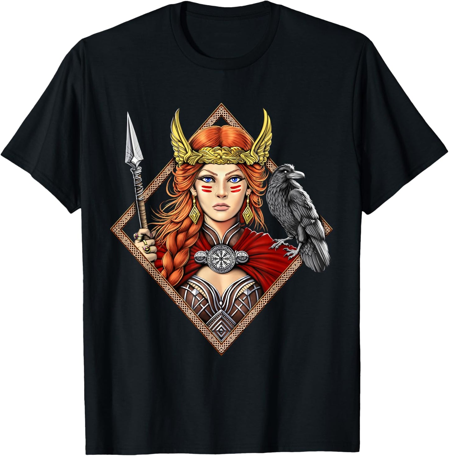 Freya Norse Mythology Goddess Viking Warrior Pagan T-Shirt - T-Shirt | Black