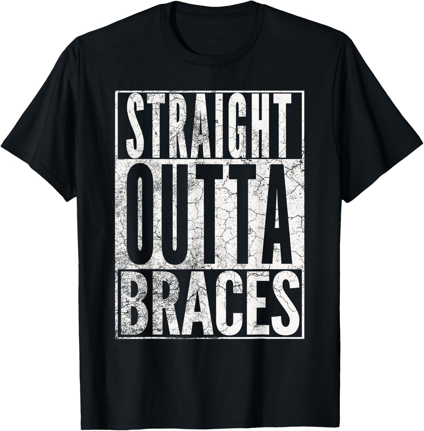 Straight Outta Braces Funny Teeth Dentist Kids Teen Gift T-Shirt - T-Shirt | Black