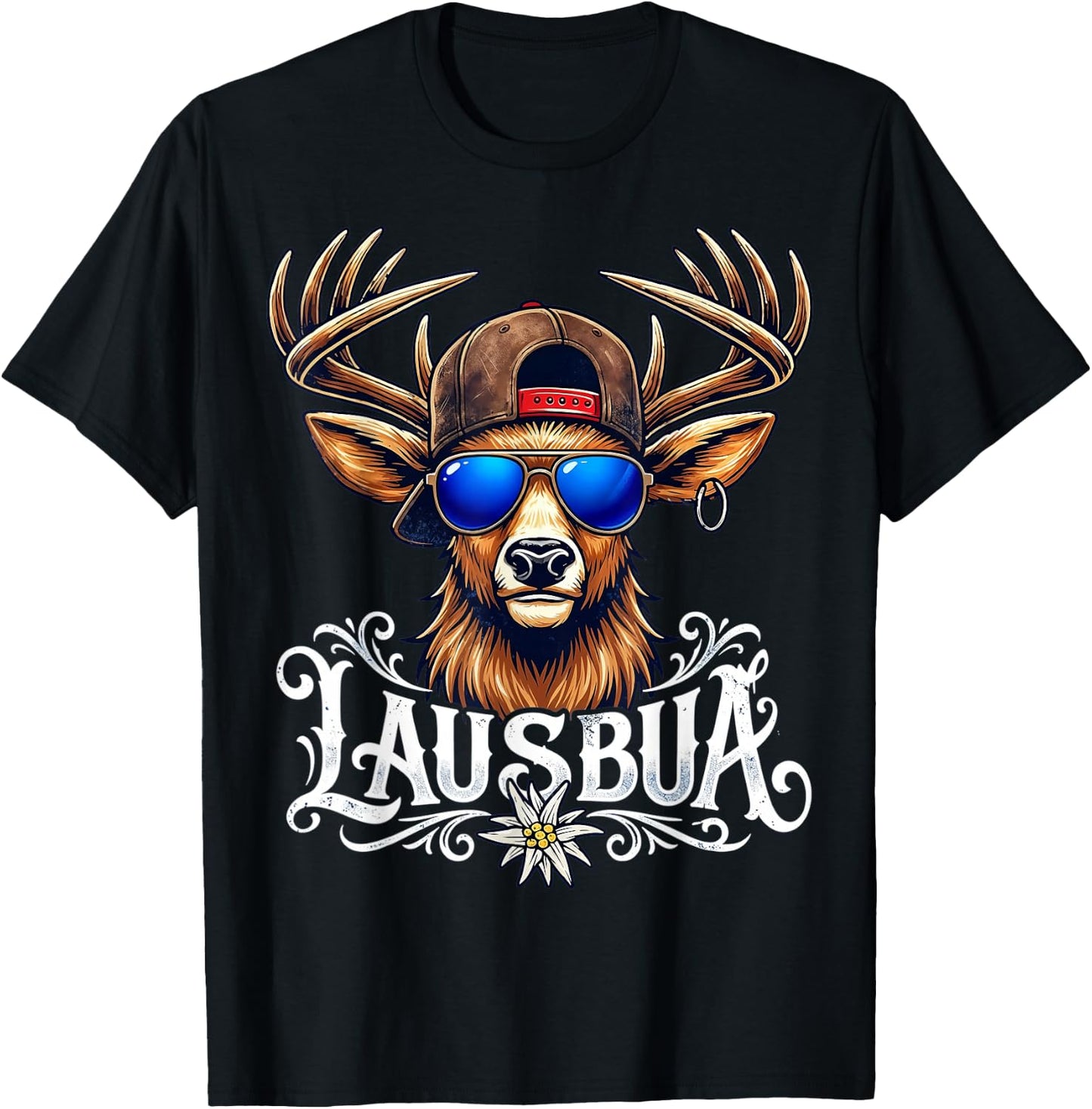 Trachten Kinder Trachtenshirt Herren Jungen Lausbua T-Shirt - T-Shirt | Black
