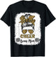 Cheer Bonus Mom Leopard Messy Bun Cheerleader Bleached T-Shirt - T-Shirt | Black