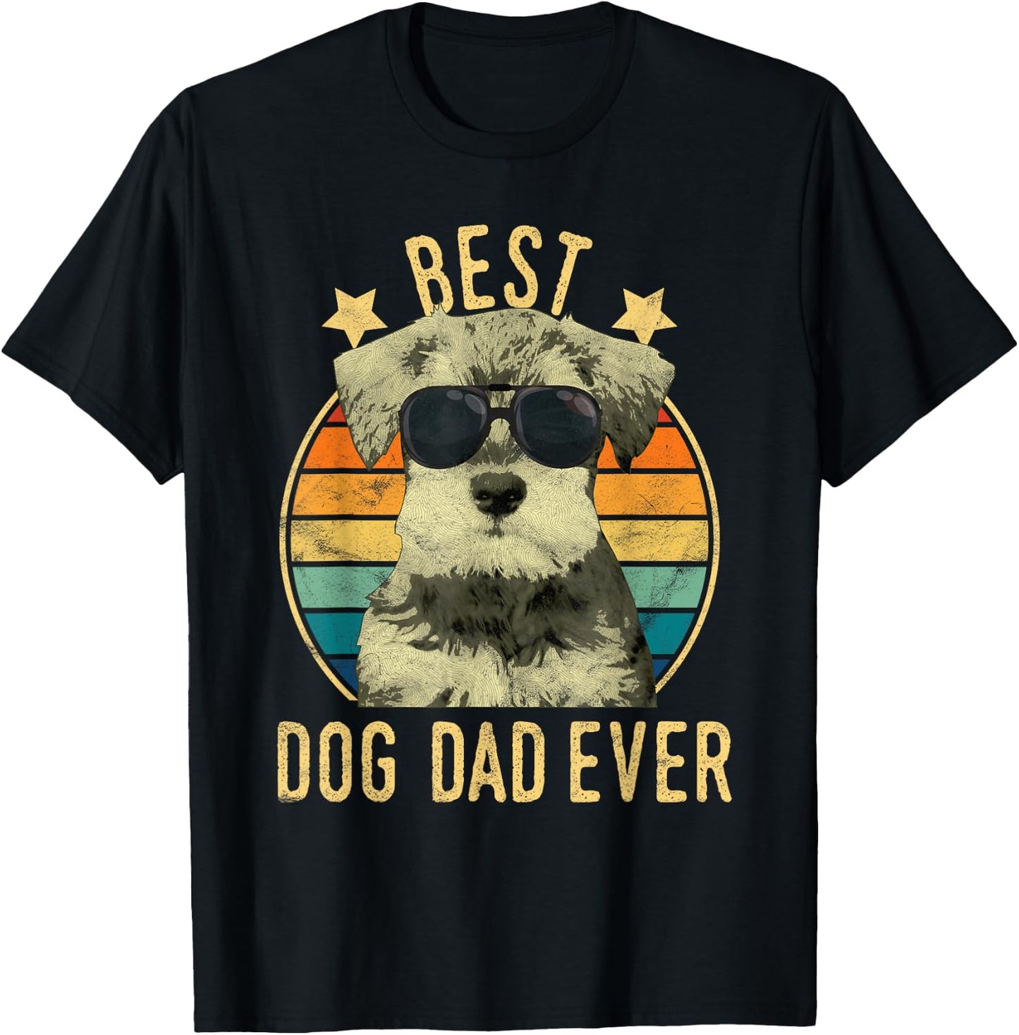Best Dog Dad Ever Miniature Schnauzer Father's Day Gift T-Shirt - T-Shirt | Black