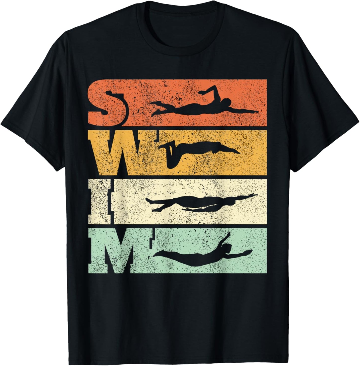 Swimming Swim Strokes Vintage Swimmer T-Shirt - T-Shirt | Black