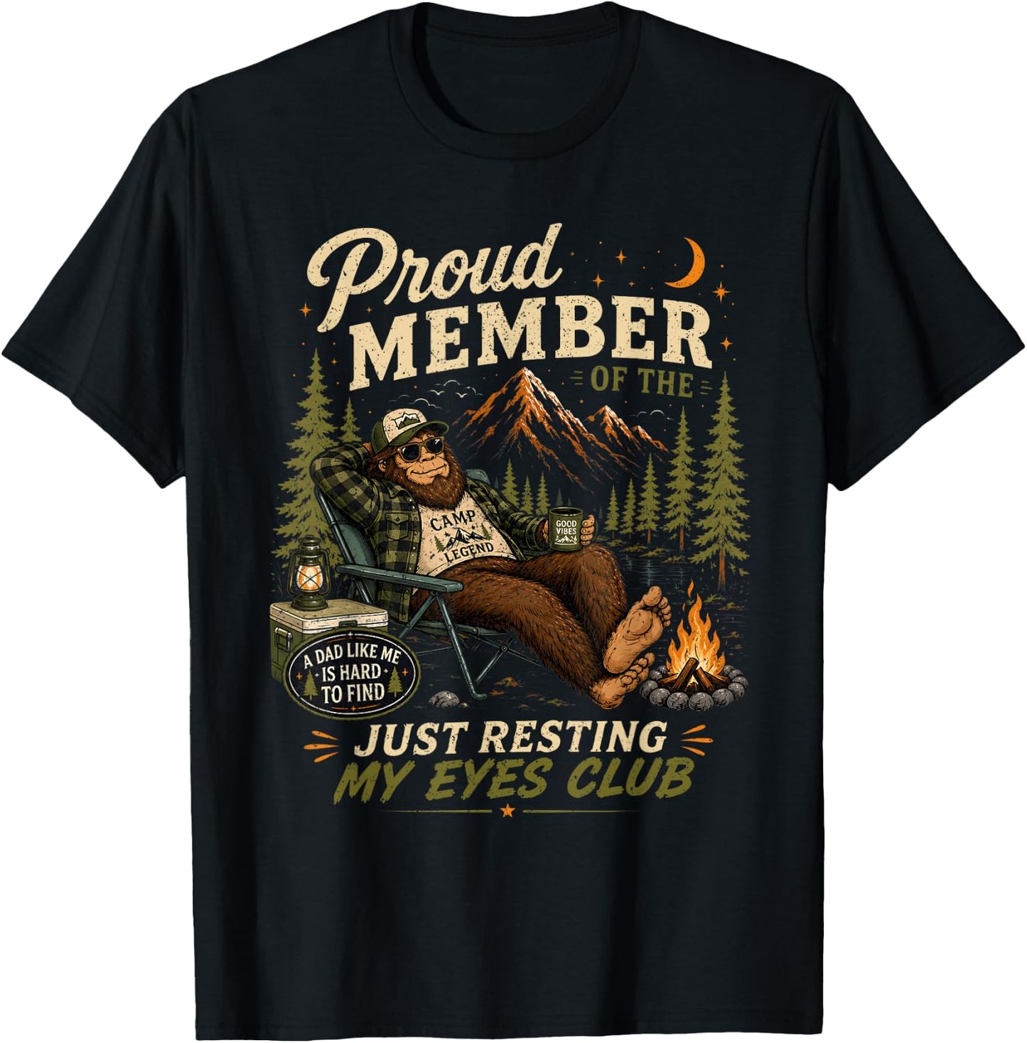 Proud Member Just Resting My Eyes Club Funny Patriotic Dad T-Shirt - T-Shirt | Black