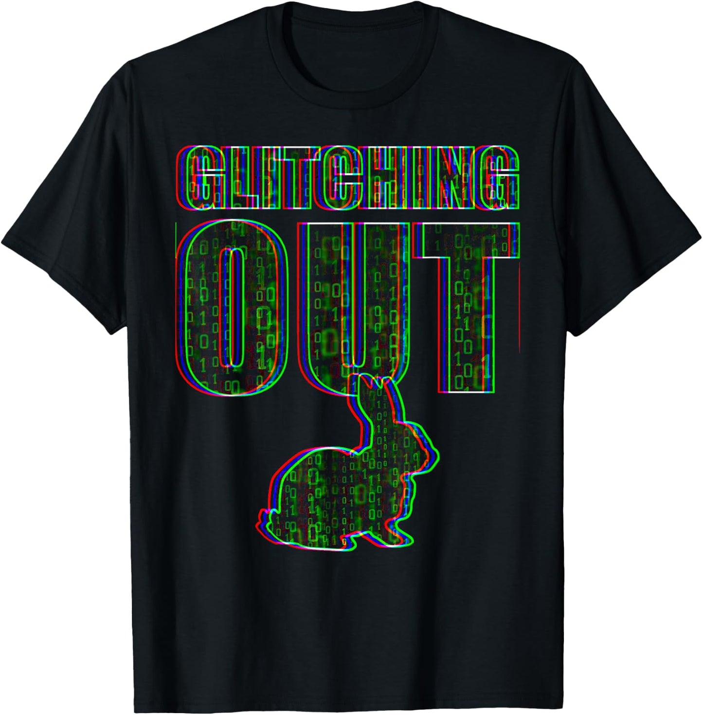 Glitching Out Matrix Rabbit Code Drop T-Shirt - T-Shirt | Black