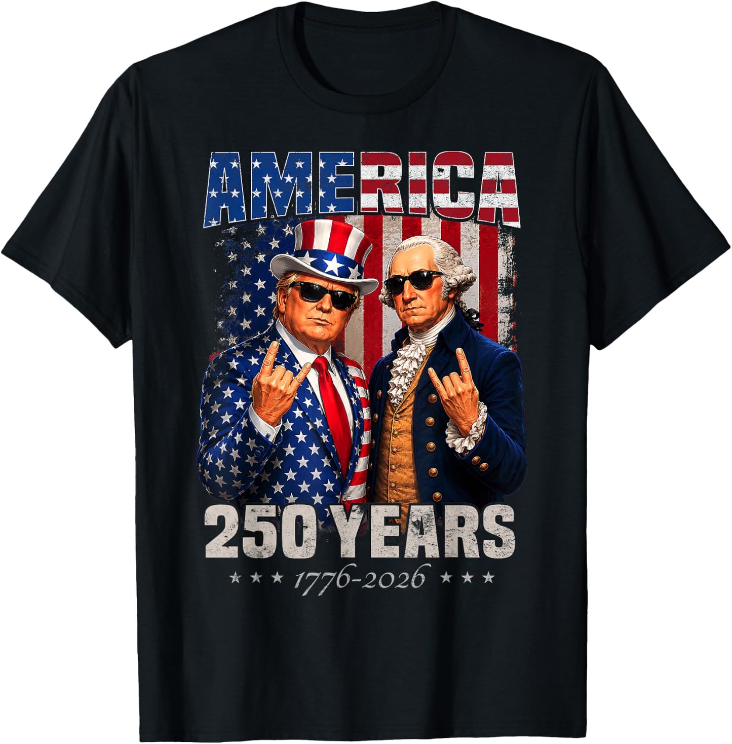 Vintage Trump Washington 250 Years America Anniversary 250th T-Shirt - T-Shirt | Black