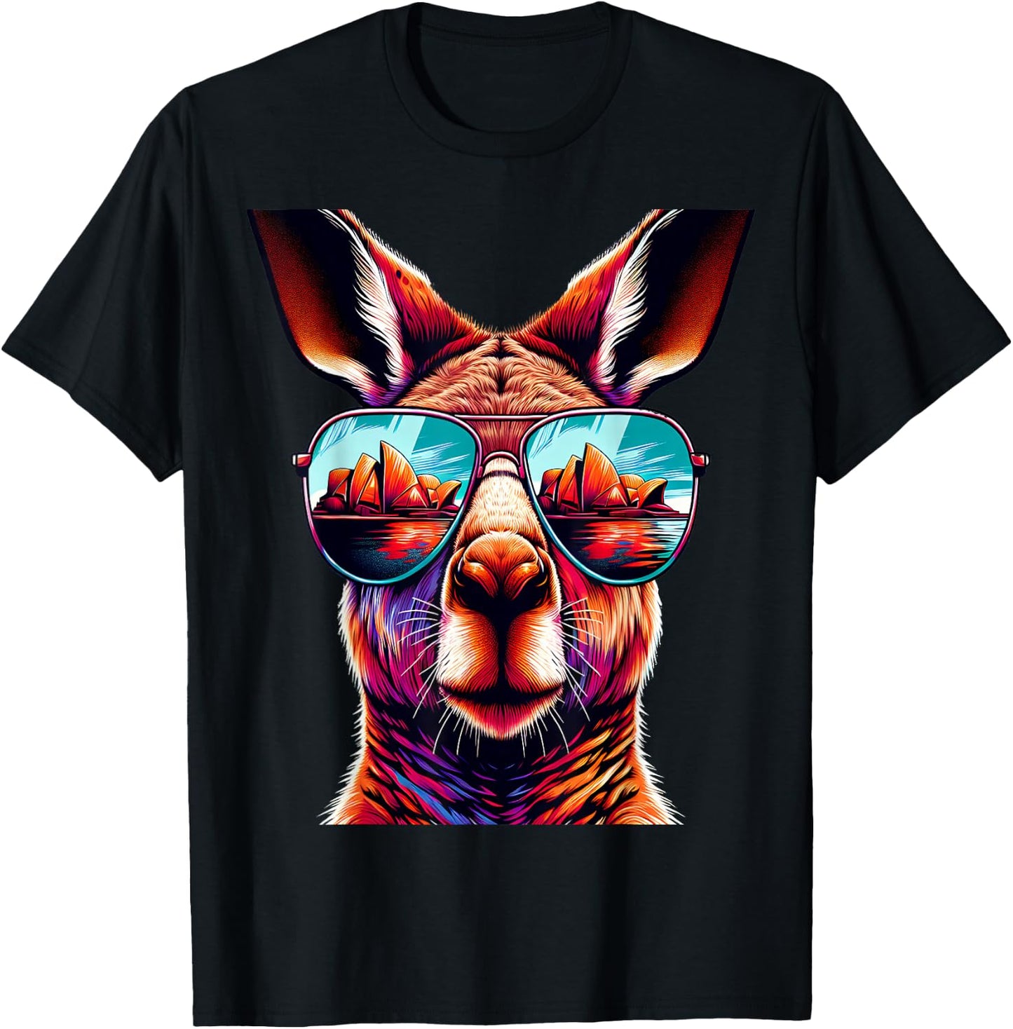 Kangaroo Wearing Sunglass Cool Kangaroos Australia T-Shirt - T-Shirt | Black