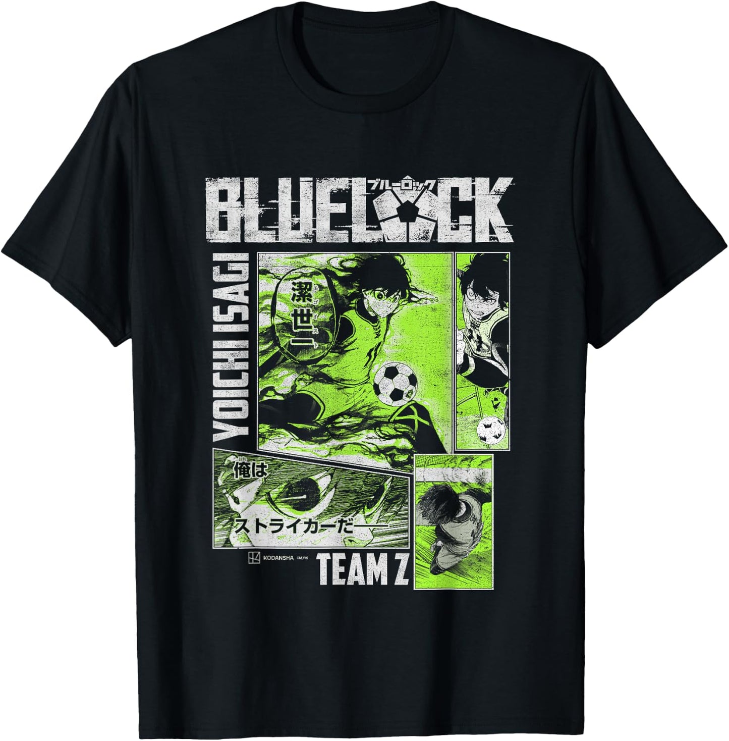 Blue Lock Yoichi Isagi Split Soccer Panels , Black, S T-Shirt - T-Shirt | Black