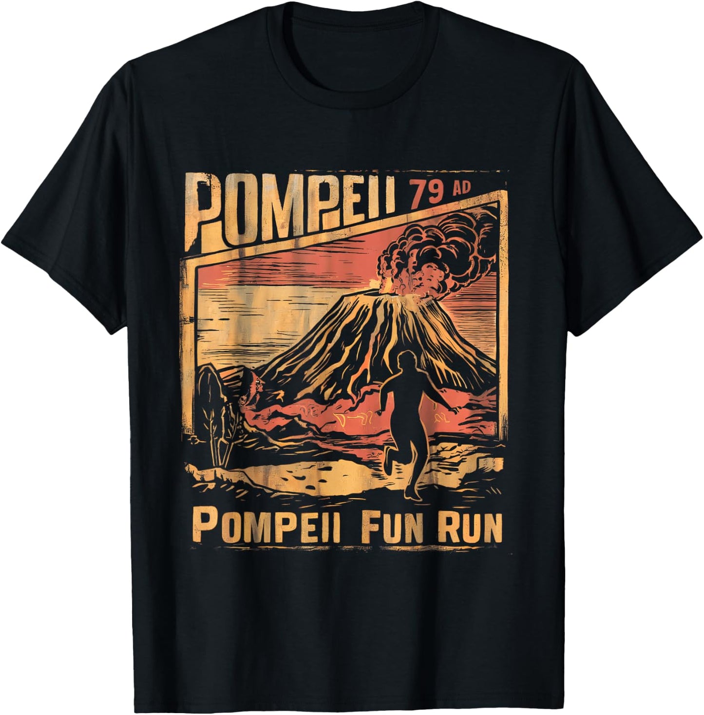 Pompeii Fun Run Geography Volcanologist Volcanology Funny T-Shirt - T-Shirt | Black