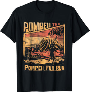 Pompeii Fun Run Geography Volcanologist Volcanology Funny T-Shirt - T-Shirt | Black