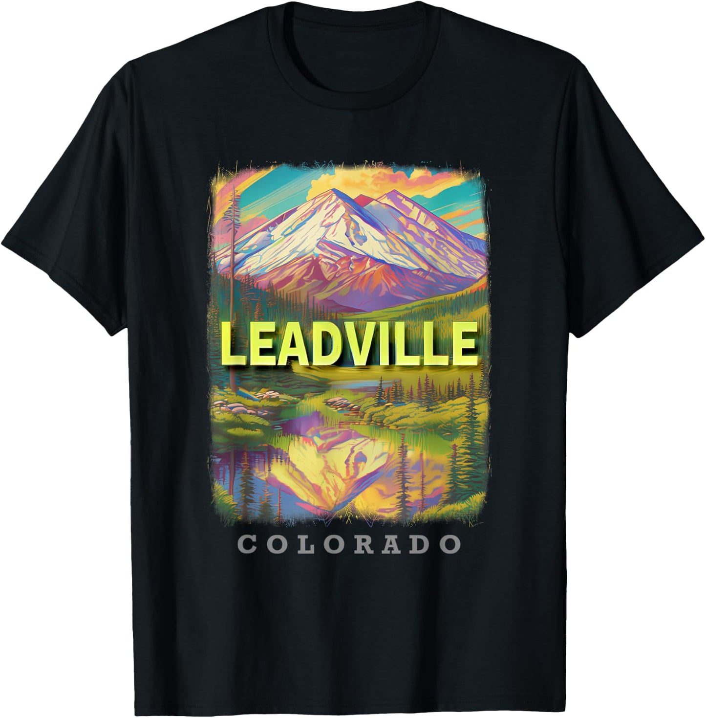 Leadville Colorado CO Mountain Majesty SD760 T-Shirt - T-Shirt | Black