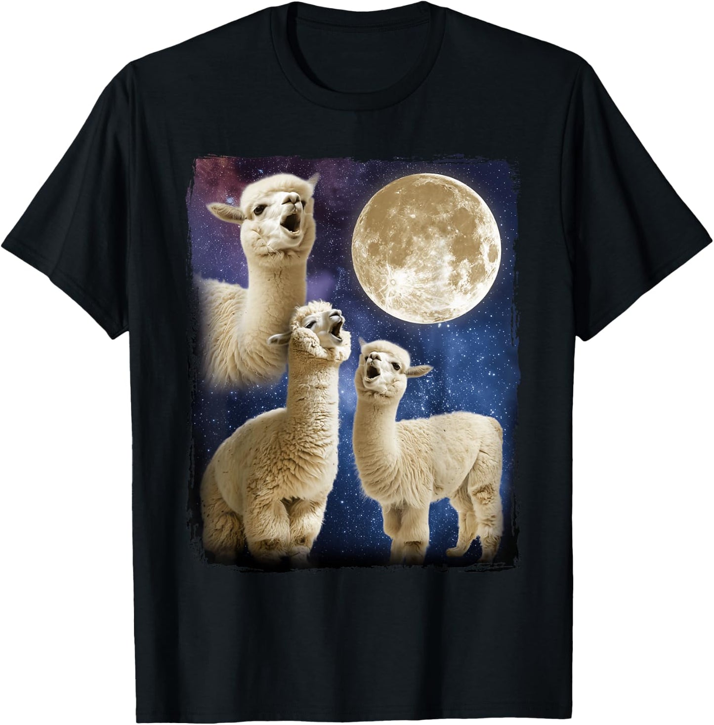 Alpaca Howling Moon T-Shirt - T-Shirt | Black
