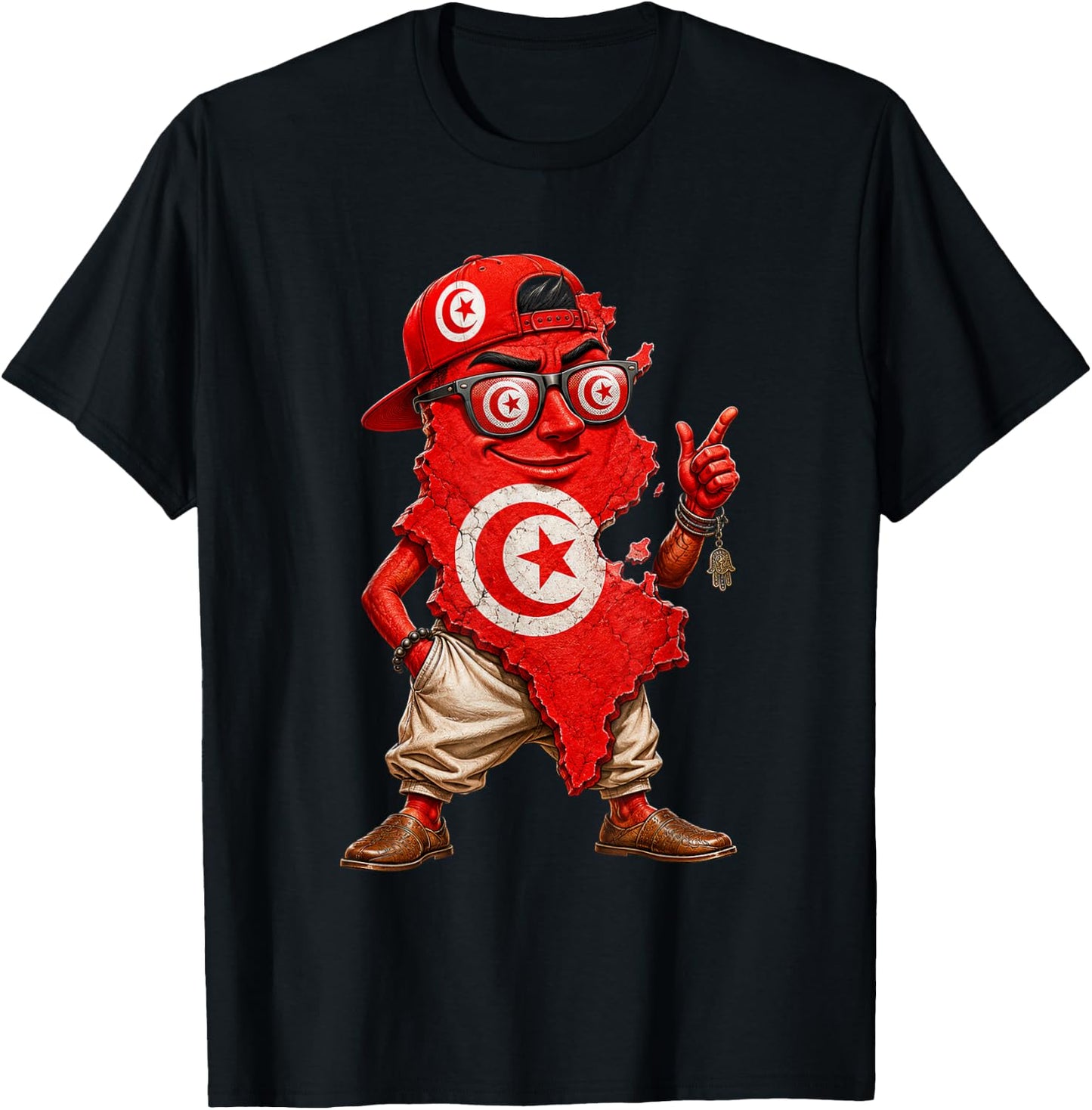 National Pride Tunisia Flag T-Shirt - T-Shirt | Black