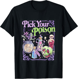 Pick Your Poison Gothic Halloween Retro Graphic T-Shirt - T-Shirt | Black
