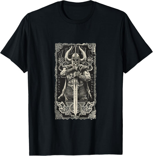 Valhalla Odin Thor Runes Viking Helmet Warrior Viking T-Shirt - T-Shirt | Black
