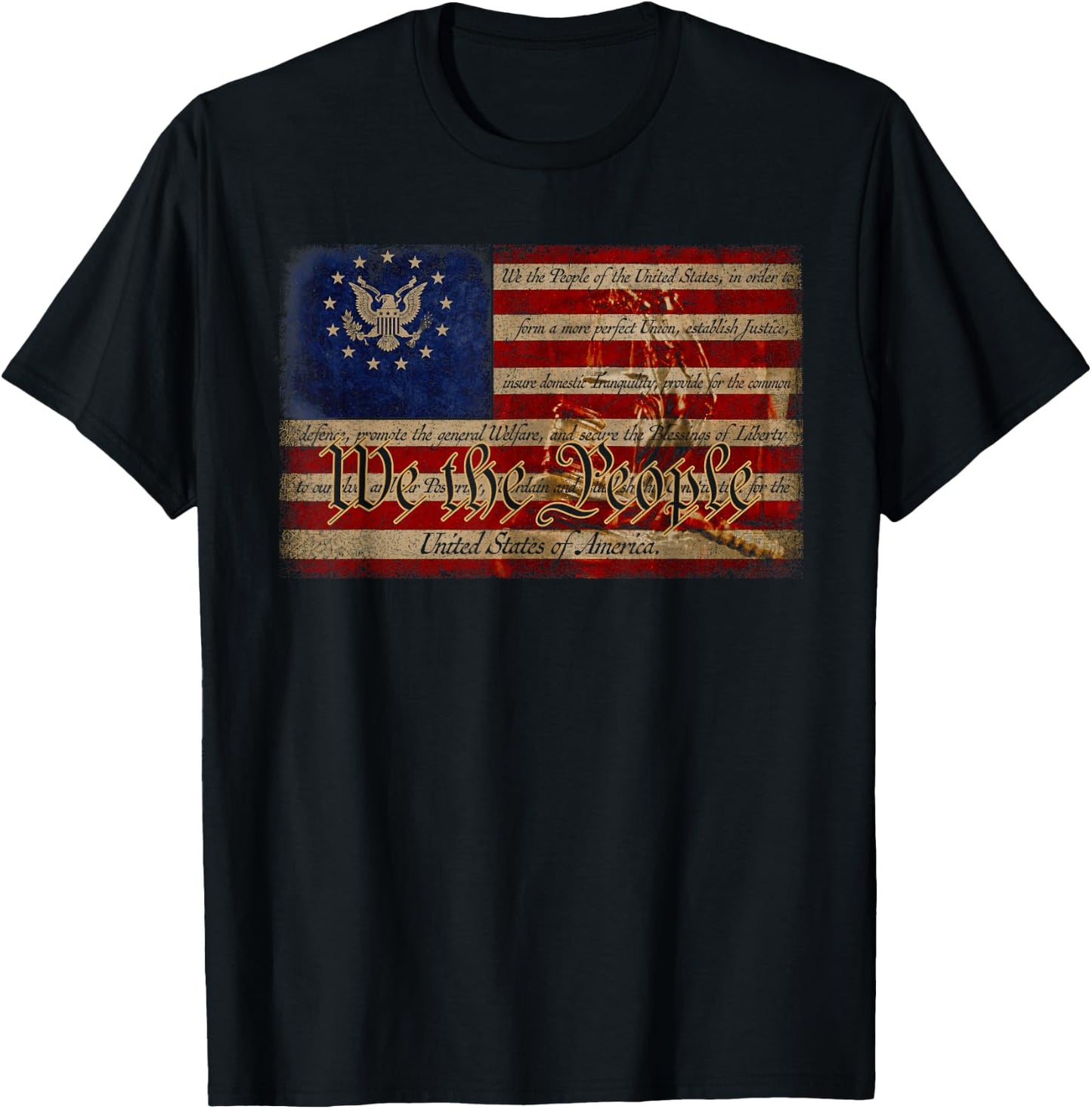 We The People Patriotic Vintage Typography 4th of July T-Shirt - T-Shirt | Black