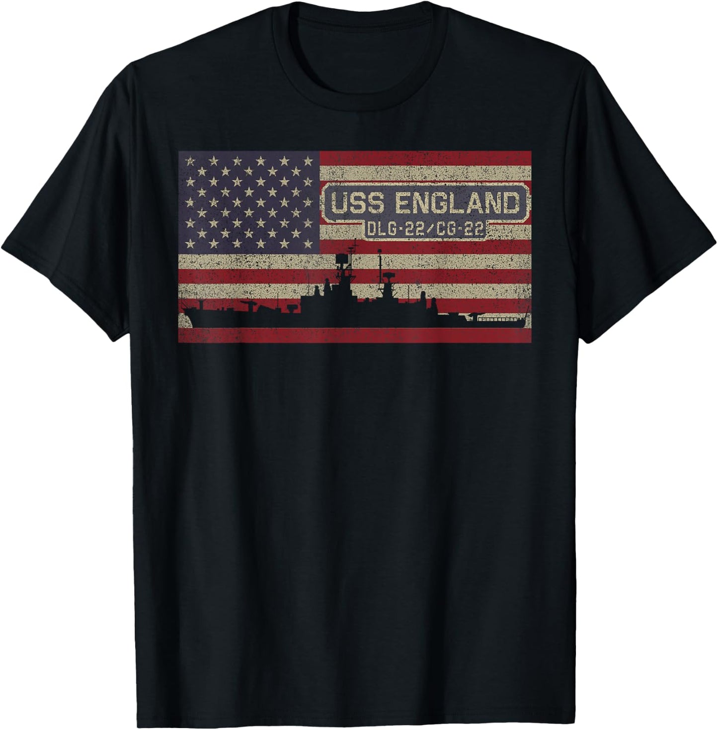 USS England DLG-22 CG-22 Destroyer Cruiser Ship USA Flag Women Kids Men T-Shirt - T-Shirt | Black
