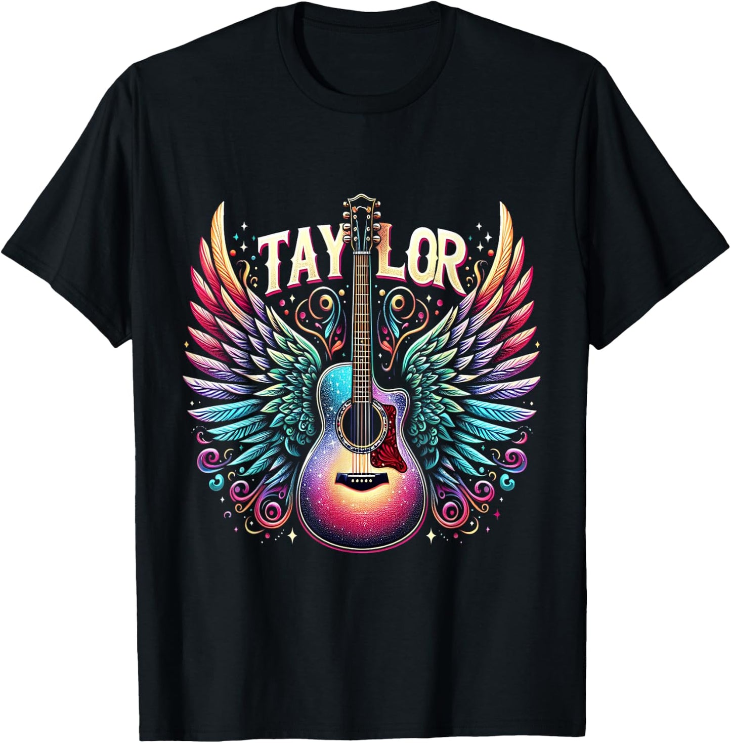 Girl Retro Taylor Custom Name Groovy 80s , Black, S T-Shirt - T-Shirt | Black