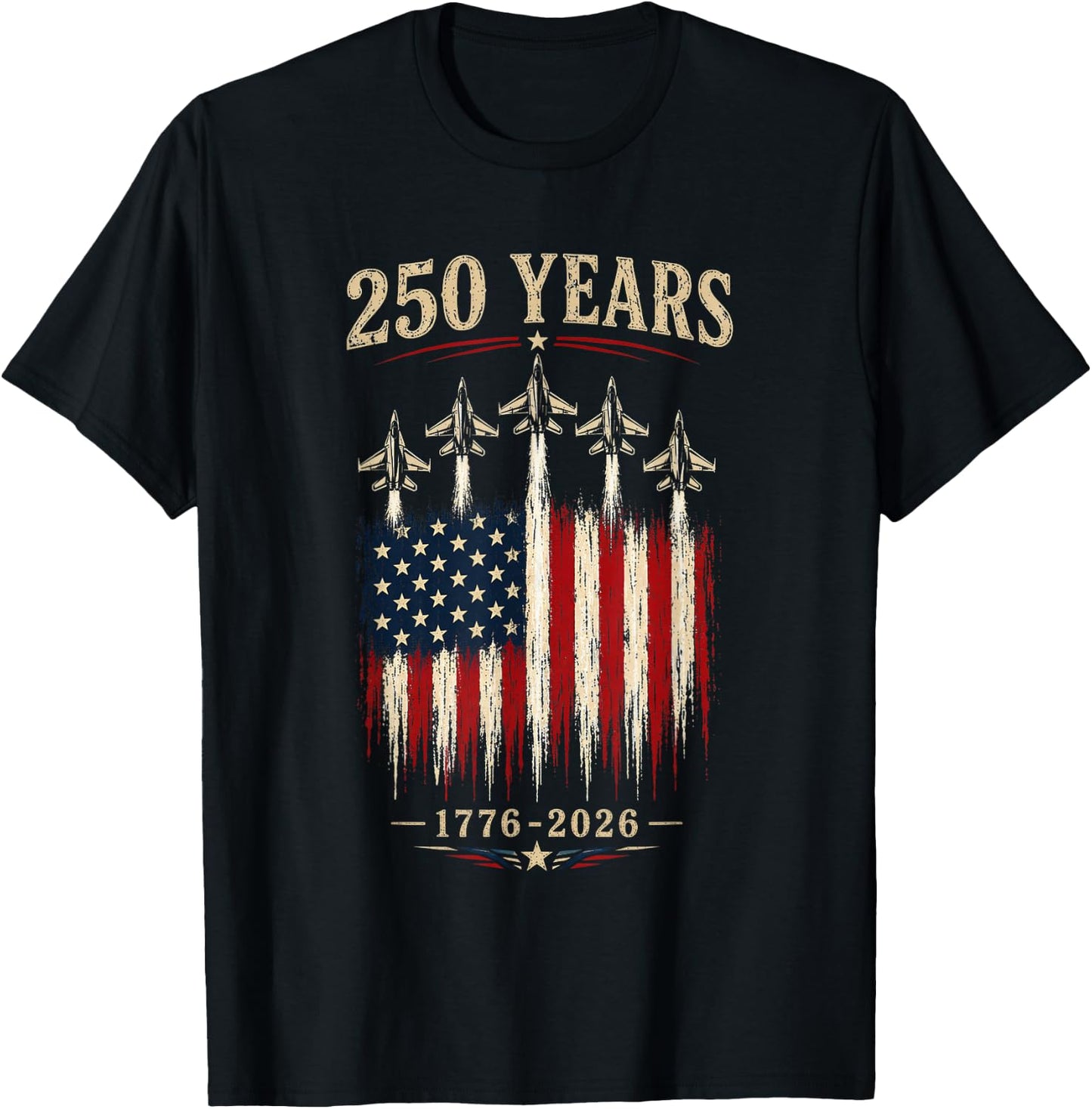 250 Anniversary USA Flag T-Shirt - T-Shirt | Black