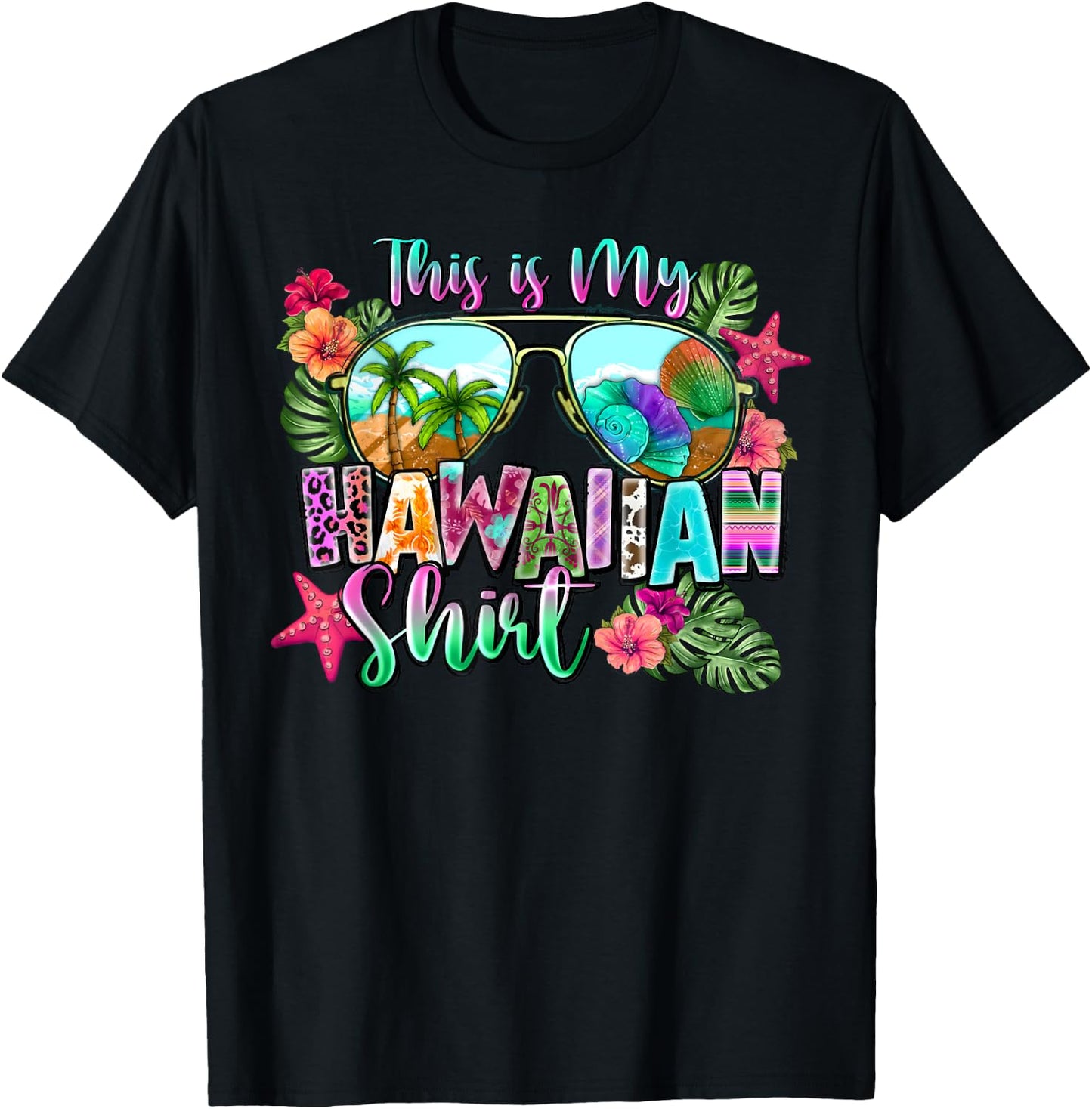 This Is My Hawaiian Shirt Summer Holiday Hawaii Beach Funny , black T-Shirt - T-Shirt | Black